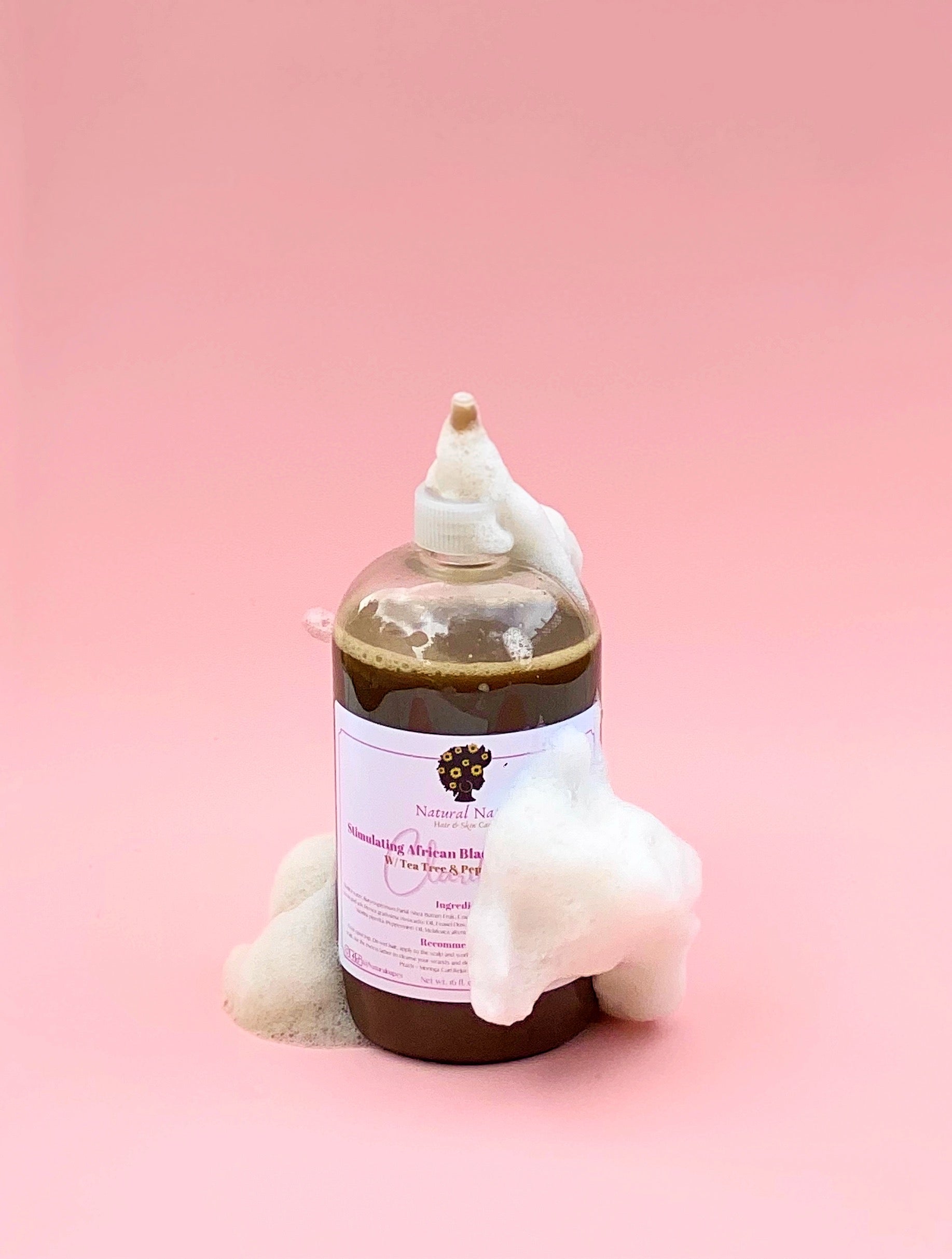 Stimulating African Black Soap Shampoo W/ Tea Tree & Peppermint Oil - Natural Napes